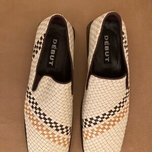 Debut Men's Woven Cream and Tan Loafers